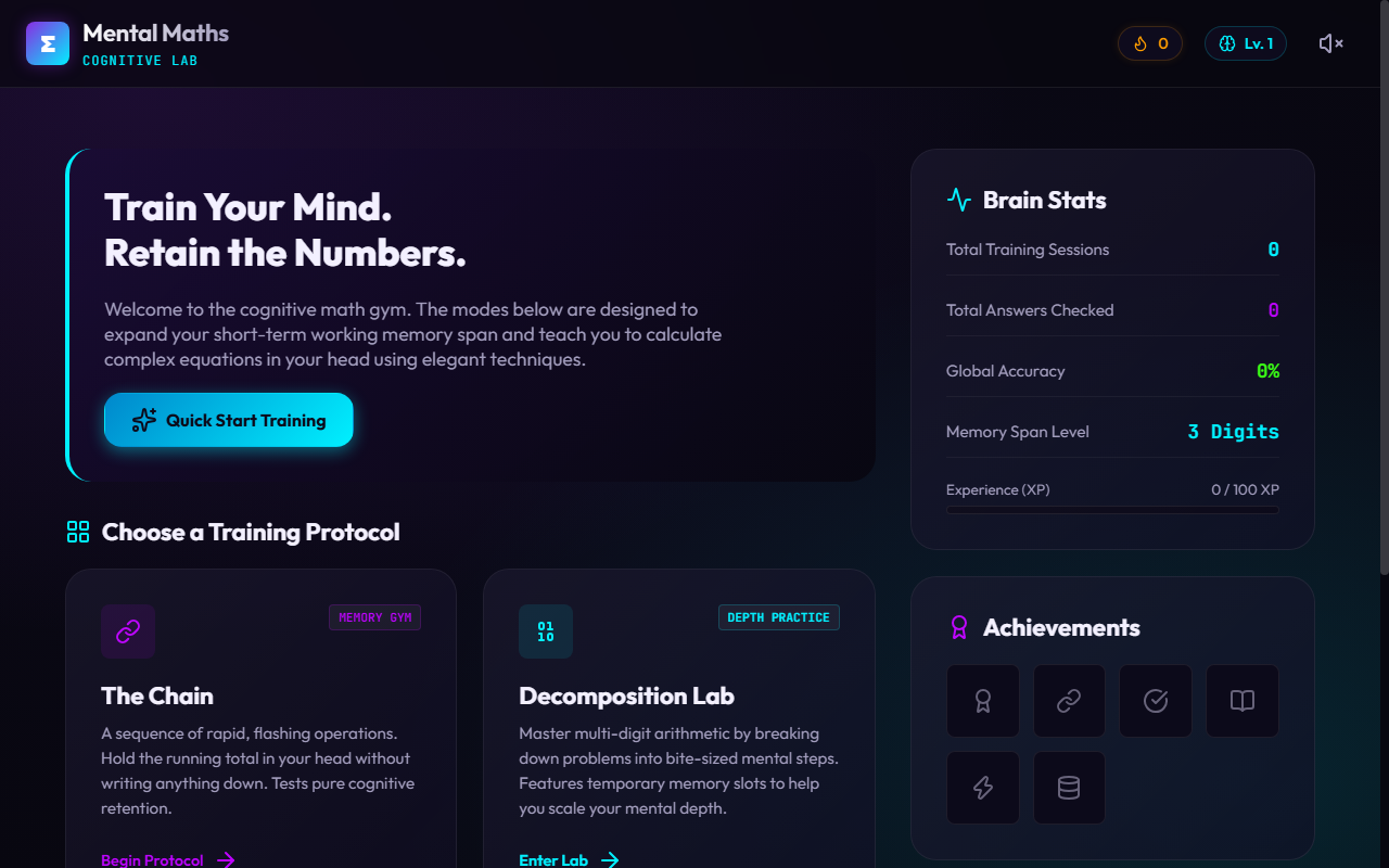 Mental Maths Interface
